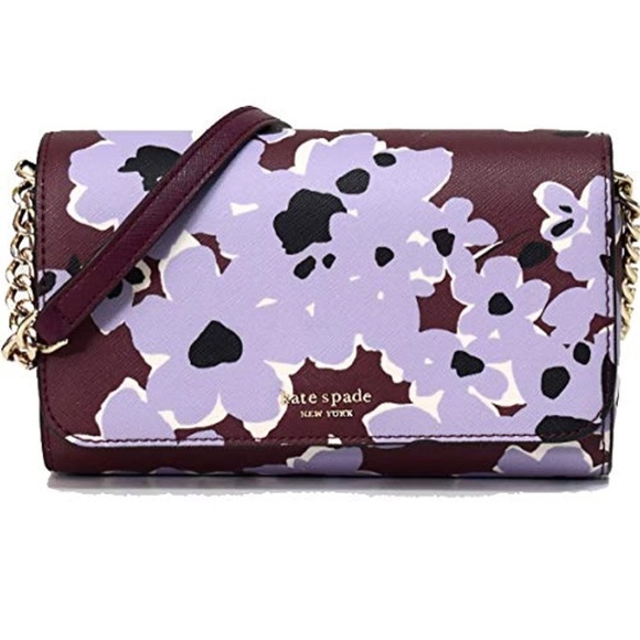 NWOT authentic Kate Spade bag burgundy crossbody hand bag floral everyday use - Picture 1 of 8